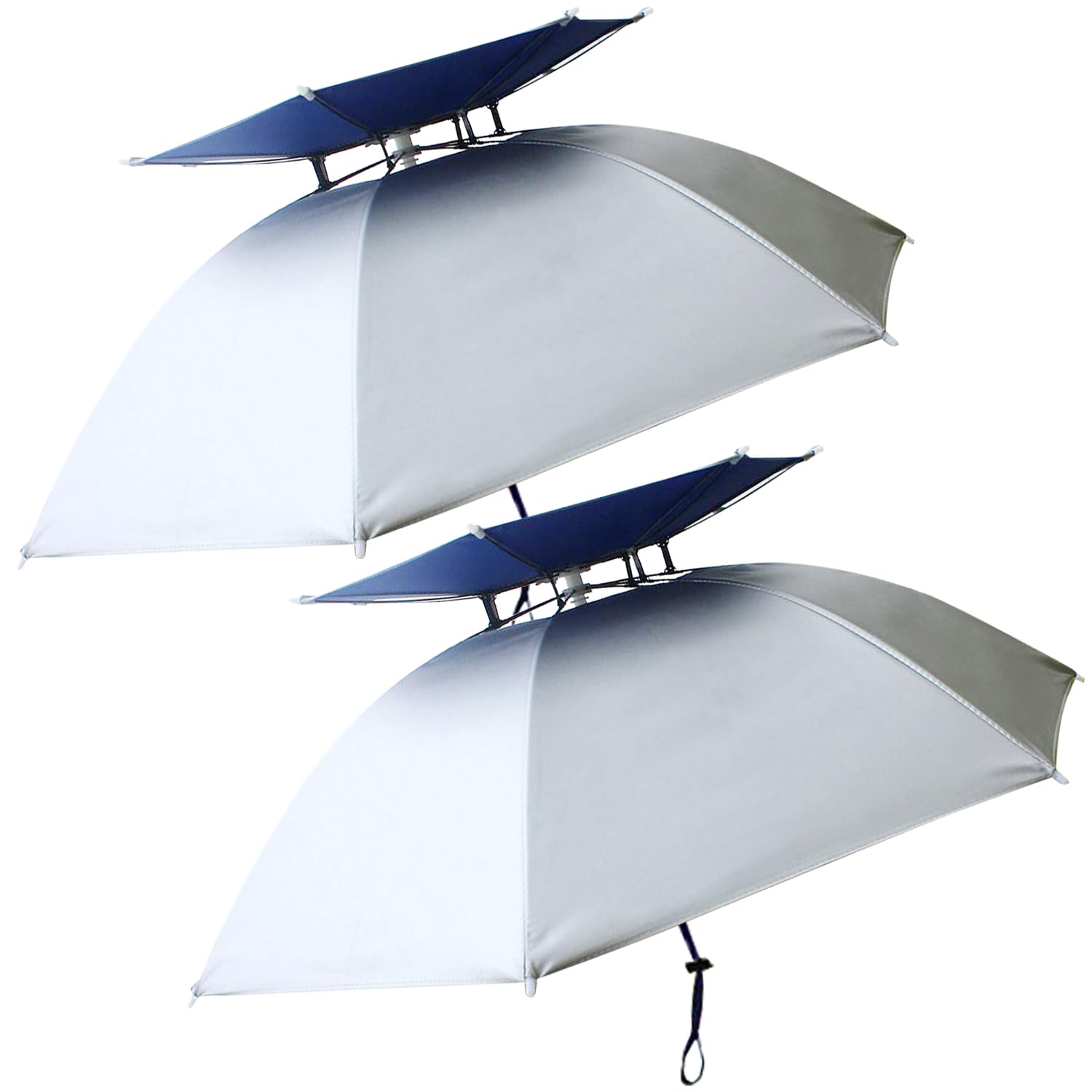 RedSwing Diameter Large Umbrella Hat for Adults and Kids, Hands Free UV Protection Head Umbrella Double Layer for Fishing, Gardening, Beach and Golf, Blue/Silver/Camouflage