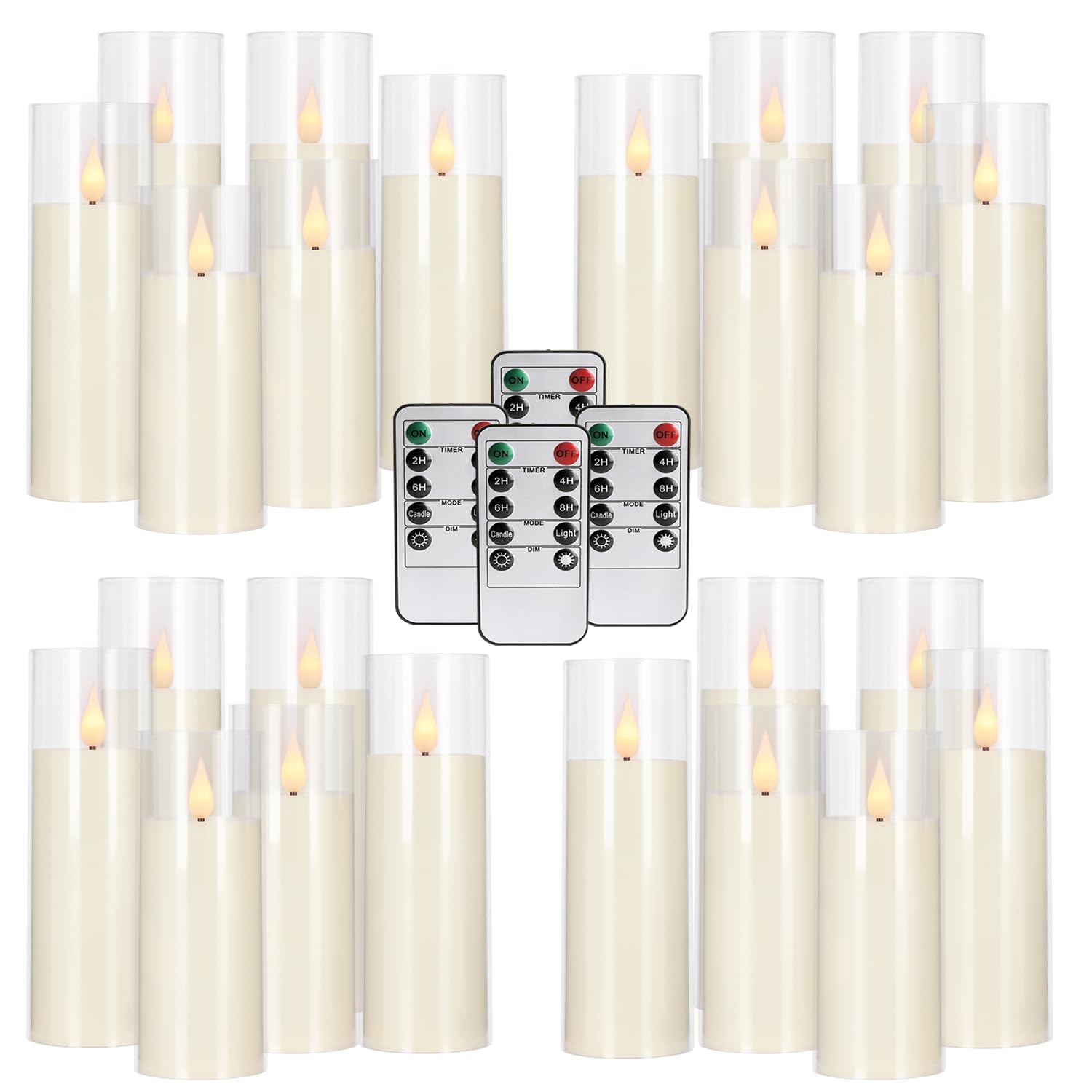 Amazon.com: Wfmolcand 24-Pack Acrylic LED Flameless Pillar Candles