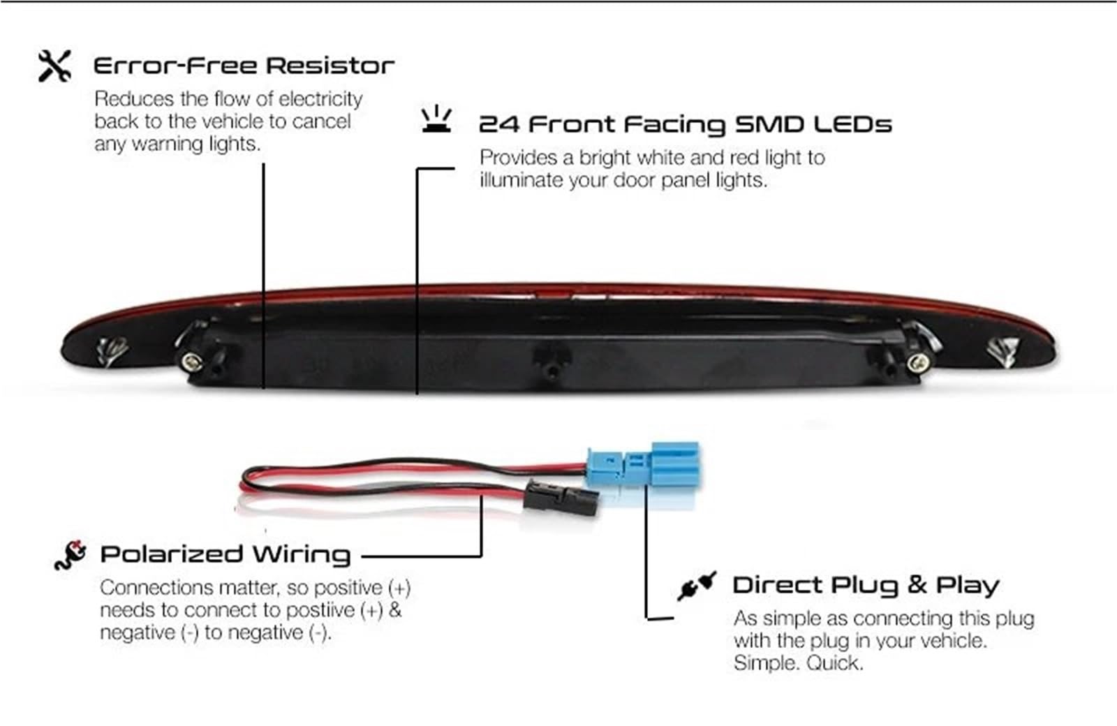 Terza Luce Stop Freno Auto LED Posteriore per MINI COOPER R50 R53 1a Generazione Hatchback 2002-2006 63256935789 (Red Lens)
