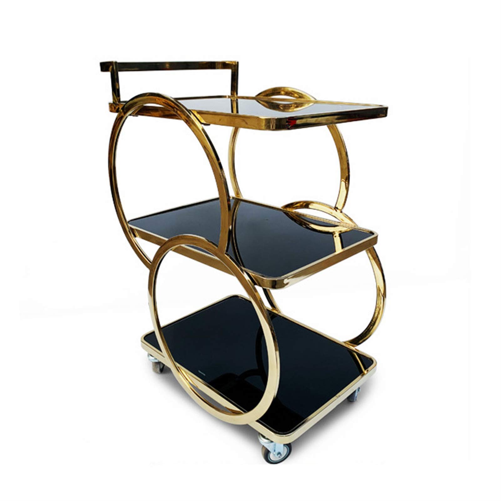 asdchZen Bar Cart Rack 3-Tier Serving Trolley Metal Modern Kitchen Trolley For Hotel, Restaurant, Beauty Club Bar Cart,63X93X45Cm