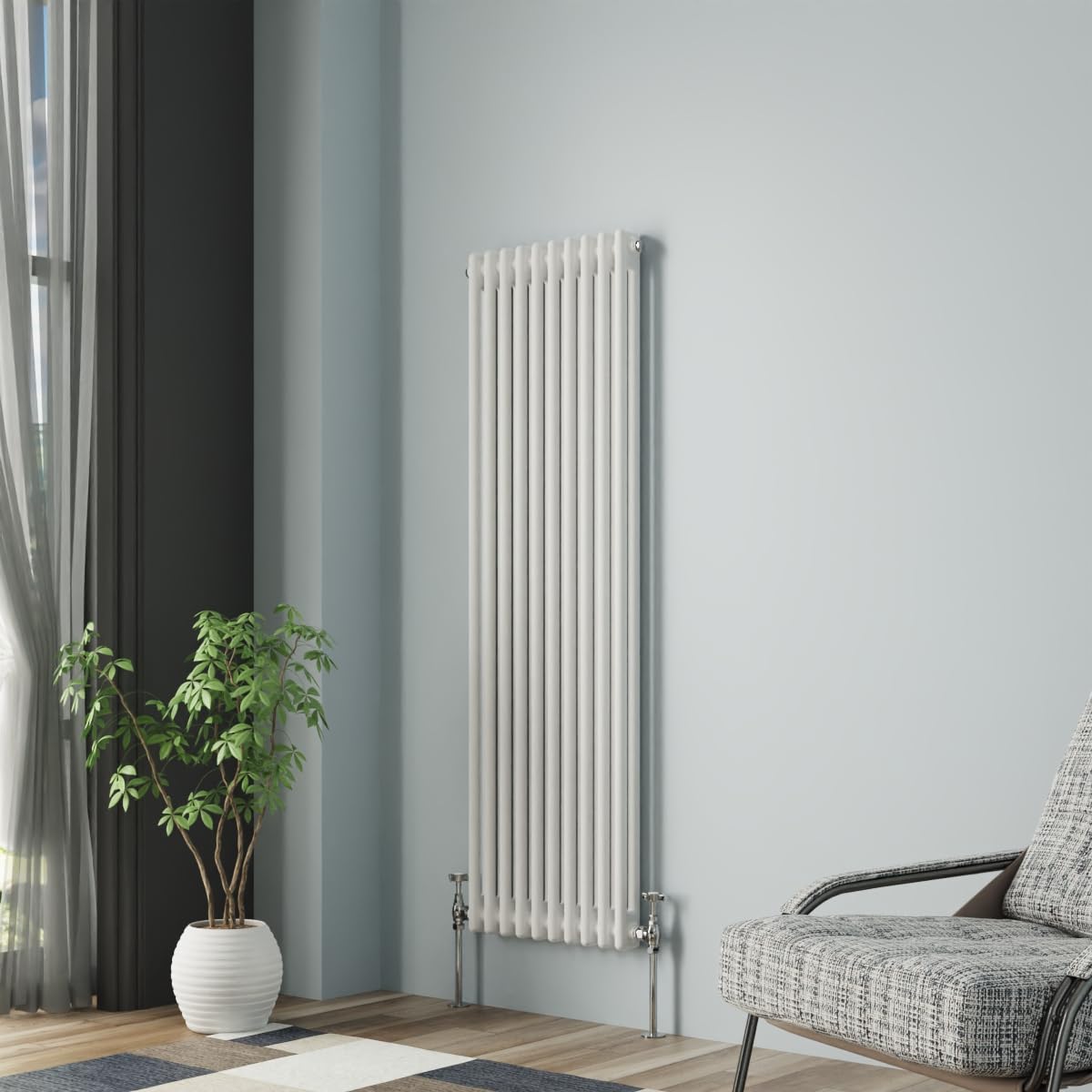 Nrg White 1500 X 470 Mm Gloss 2 Column Radiators Vertical Cast Iron Rads