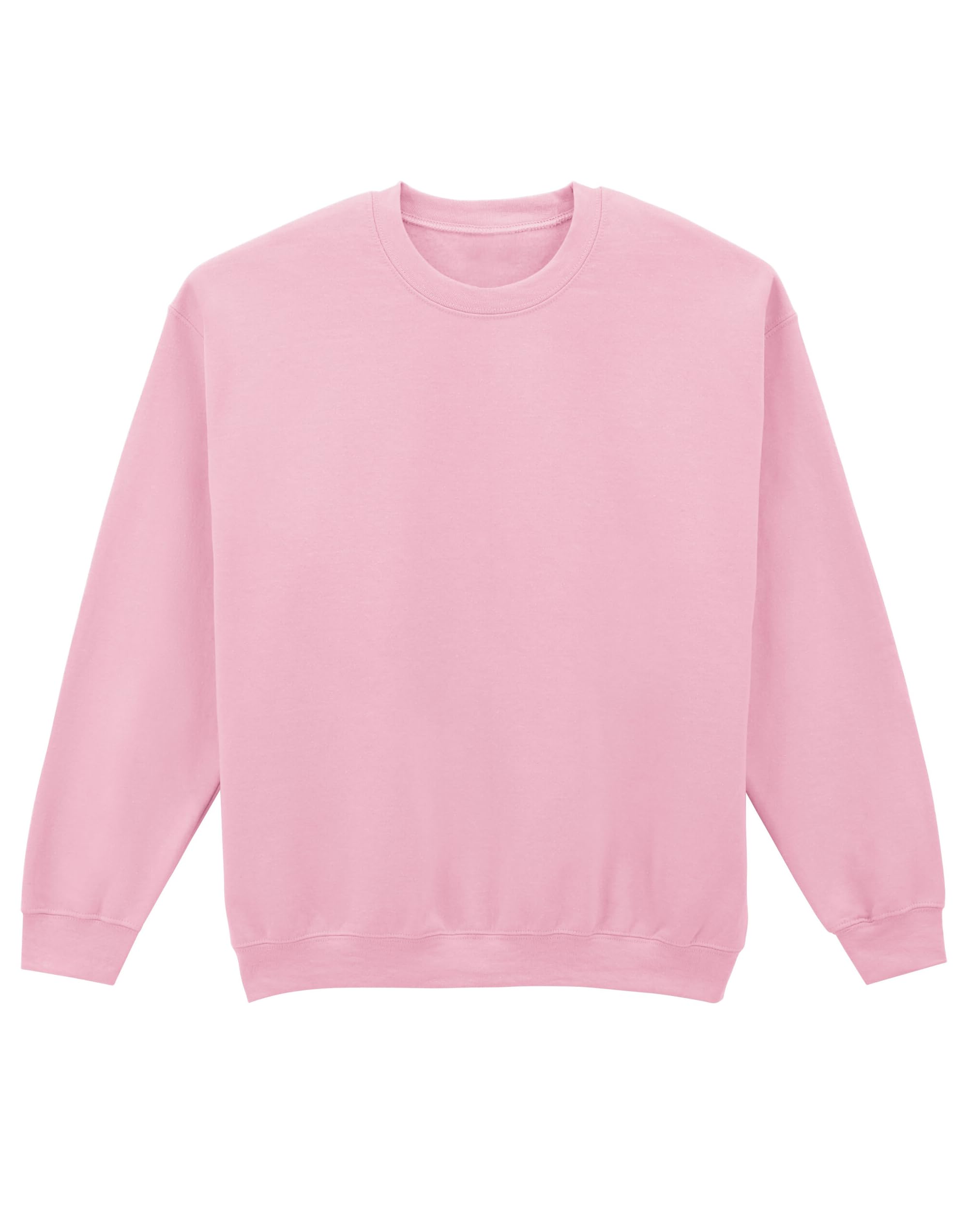 COOZO Men's Classic Crew Neck Sweatshirt – Light Pink - S