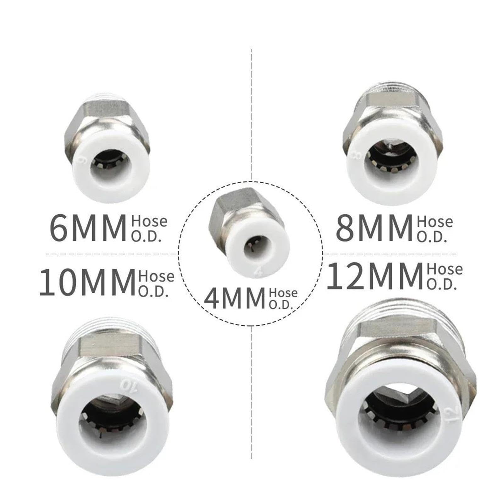 10-teiliges Kunststoff-PC-Push-In-Pneumatik-Rohrverbinder-Set