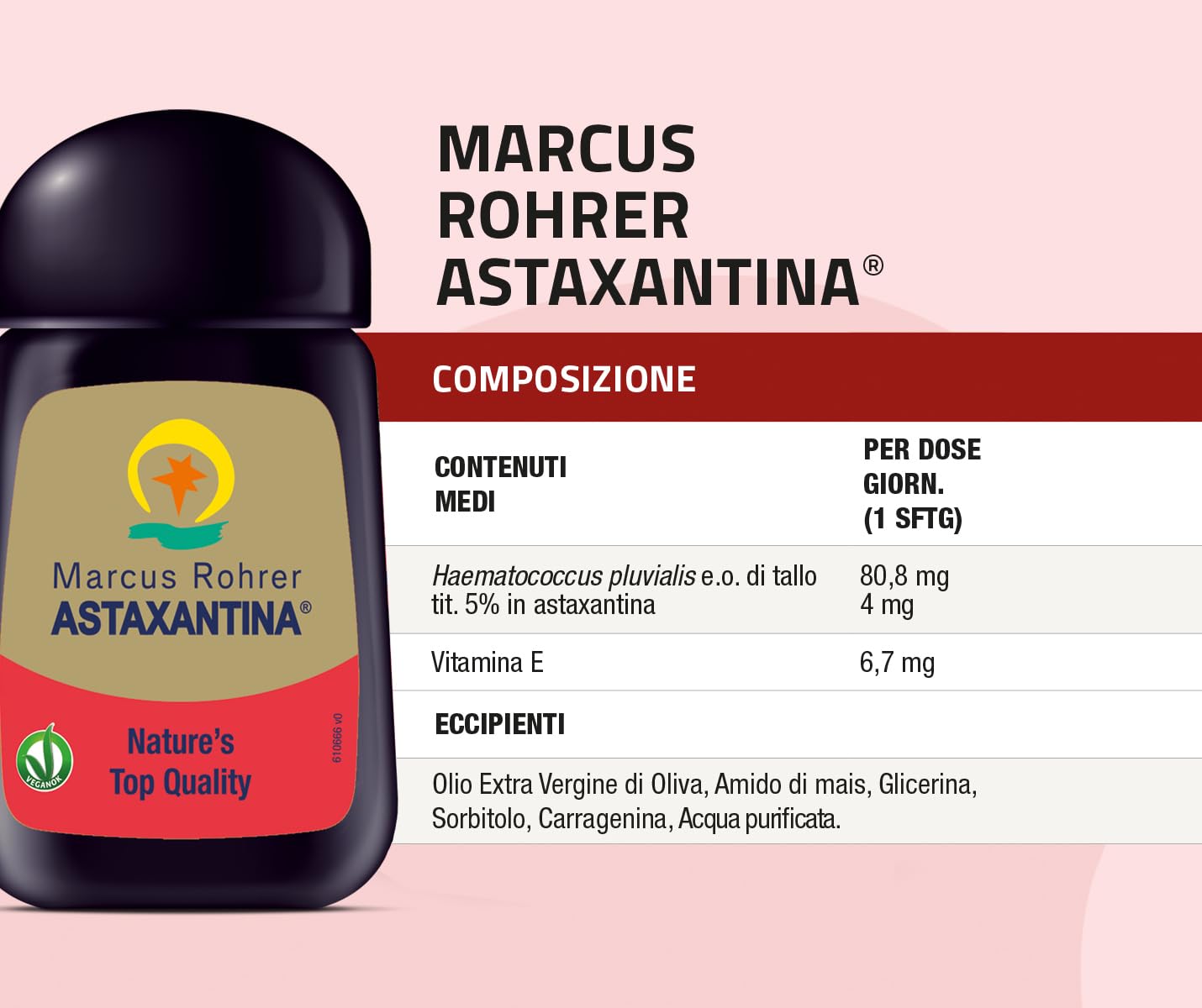 Marcus Rohrer Astaxanthine, Complément Alimentaire Antioxydant, Protection Soleil, Rayons UV, Vieillissement Peau et Yeux, Stress Oxydatif, 30 Softgel