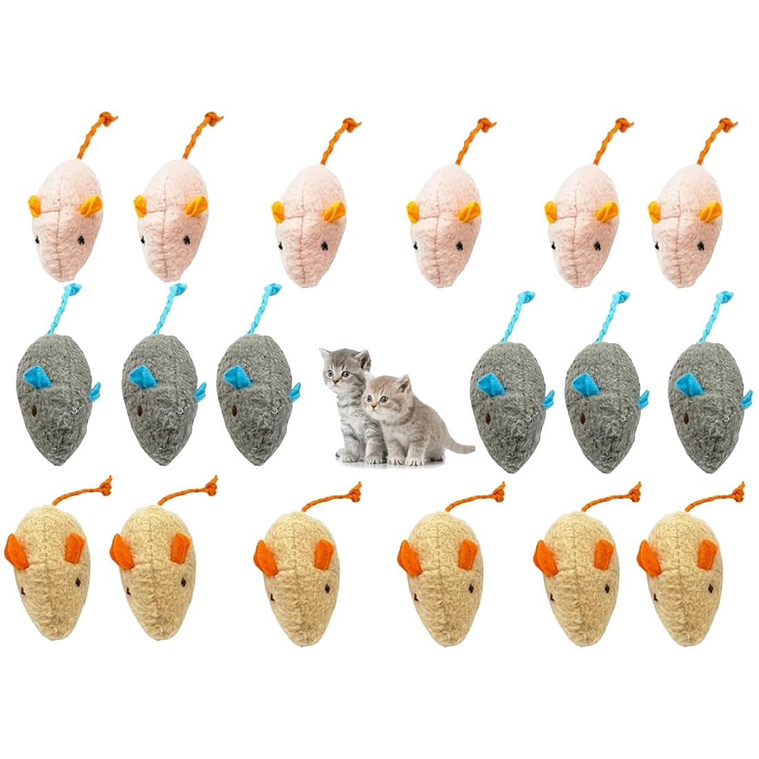 ZKGYUS 18 unidades de juguetes para gatos, ratones de juguete de hierba gatera, ratones de peluche con catnip, hierba gatera interactiva para gatos y gatitos
