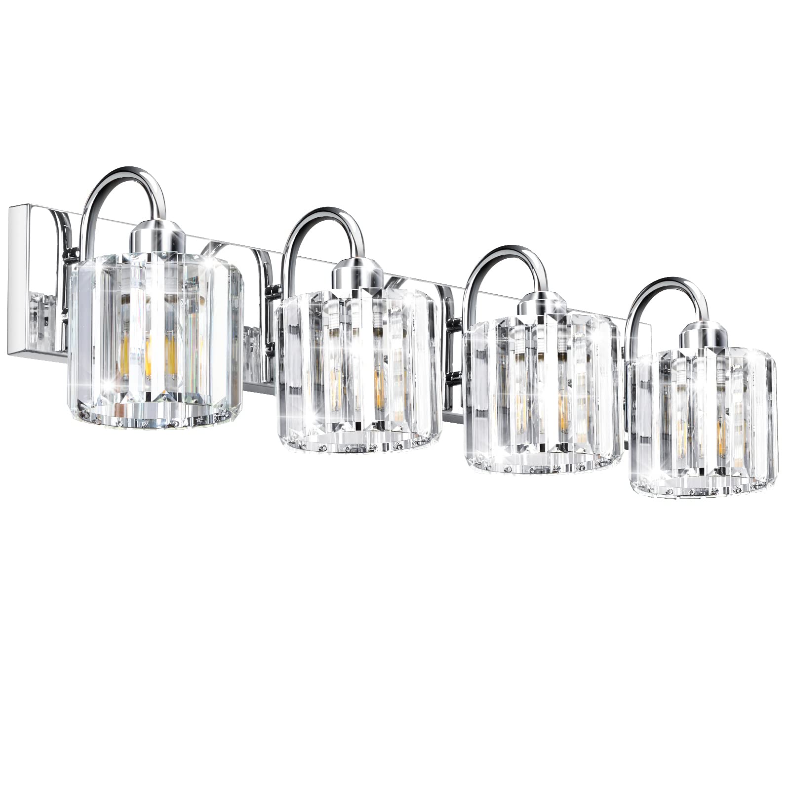 Bathroom Lights Over Mirror,Bathroom Vanity Light Fixtures,Stainless Steel Crystal Vanity Lights,Chrome Vanity Light Bathroom, 4 Light Bathroom Vanity Light