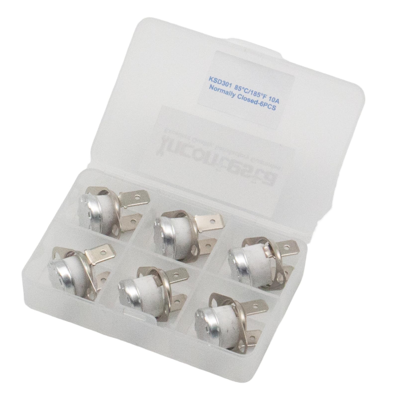 KSD301 Thermostat 85°C/185°F (6Pcs), Normally Closed N.C Snap Disc Temperature Switch with Bent Feet for Microwave Oven Coffee Maker