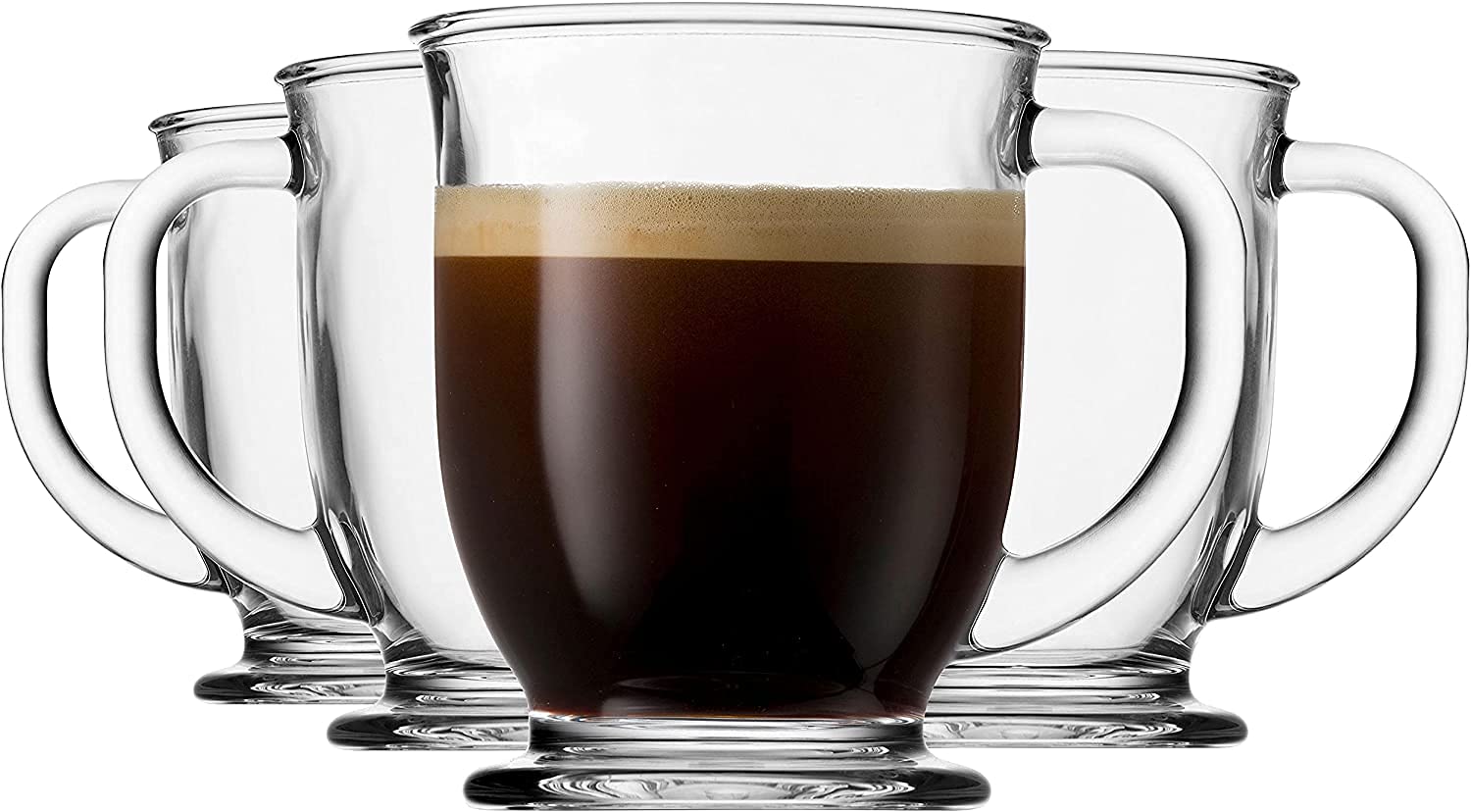 bellemax Irish Coffee Mug Tall Glass, Latte Cups, Cappuccino and Hot Chocolate Mugs with Handle, Clear Glass, Zero Lead for Hot Set of (Large Coffee Mug 450 ML, 6)