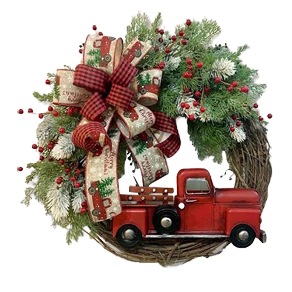 CTRLZS Wreath Wooden Vintage Decor Christmas Wreath Hanging Decor for Autumn Harvest Thanksgiving 1Pc