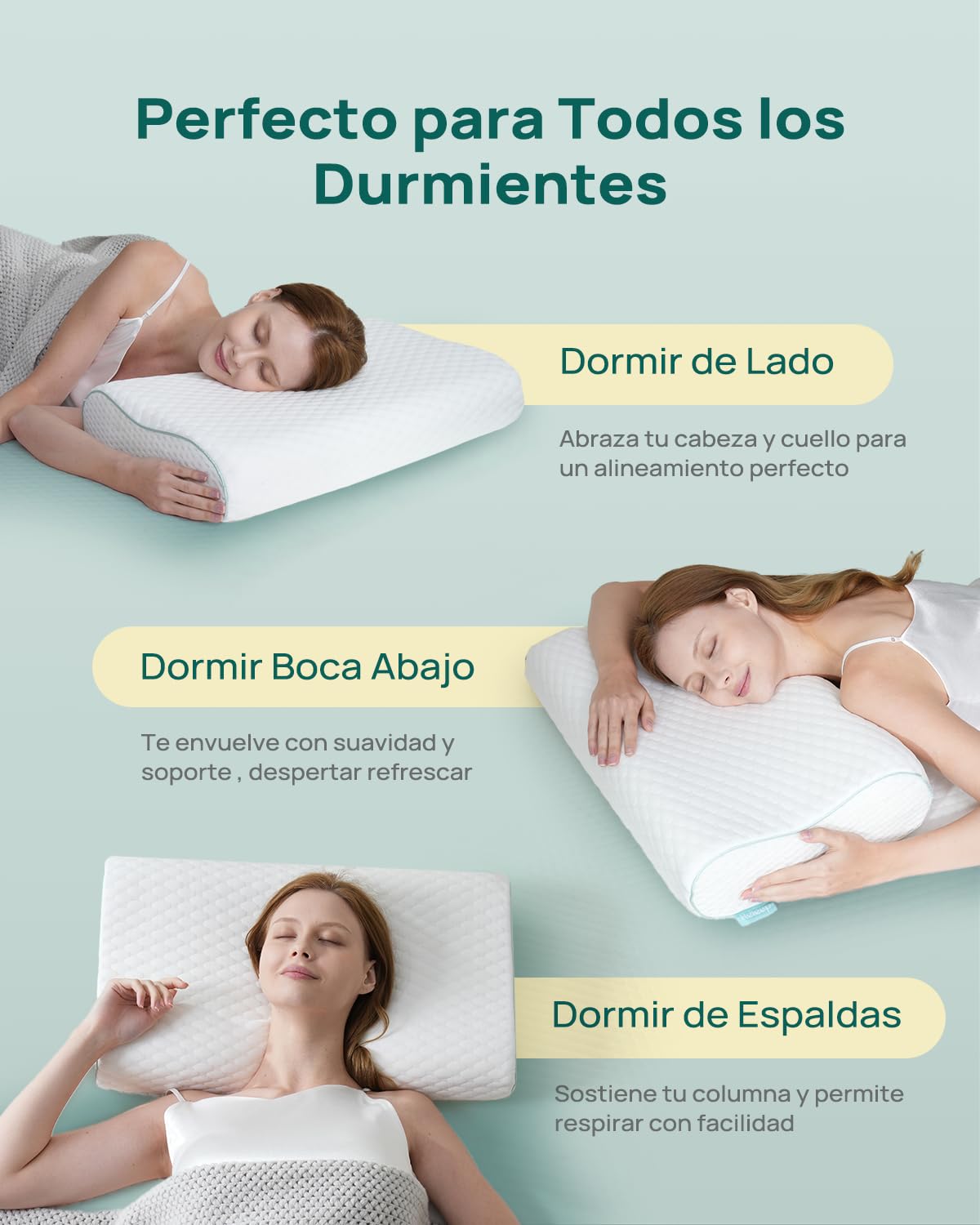 Releep Almohada Altura Ajustable, Almohada Espuma Viscoelástica, Almohada para Dormir, Almohada Ergonómica para Dormir de Lado y Espalda