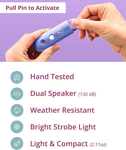 Miniatura 2 de Vantamo Alarma Personal para Autodefensa con Aviso de Batería Baja, Luz Estroboscópica y Alta Sonoridad de 130 dB con Doble Altavoz, Juego de