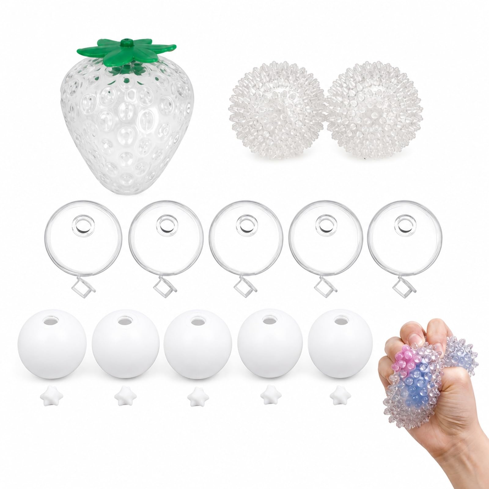 13 PCS Squishy Skins, 5 Clear, 5 White, 1 Strawberry, 2 Textured