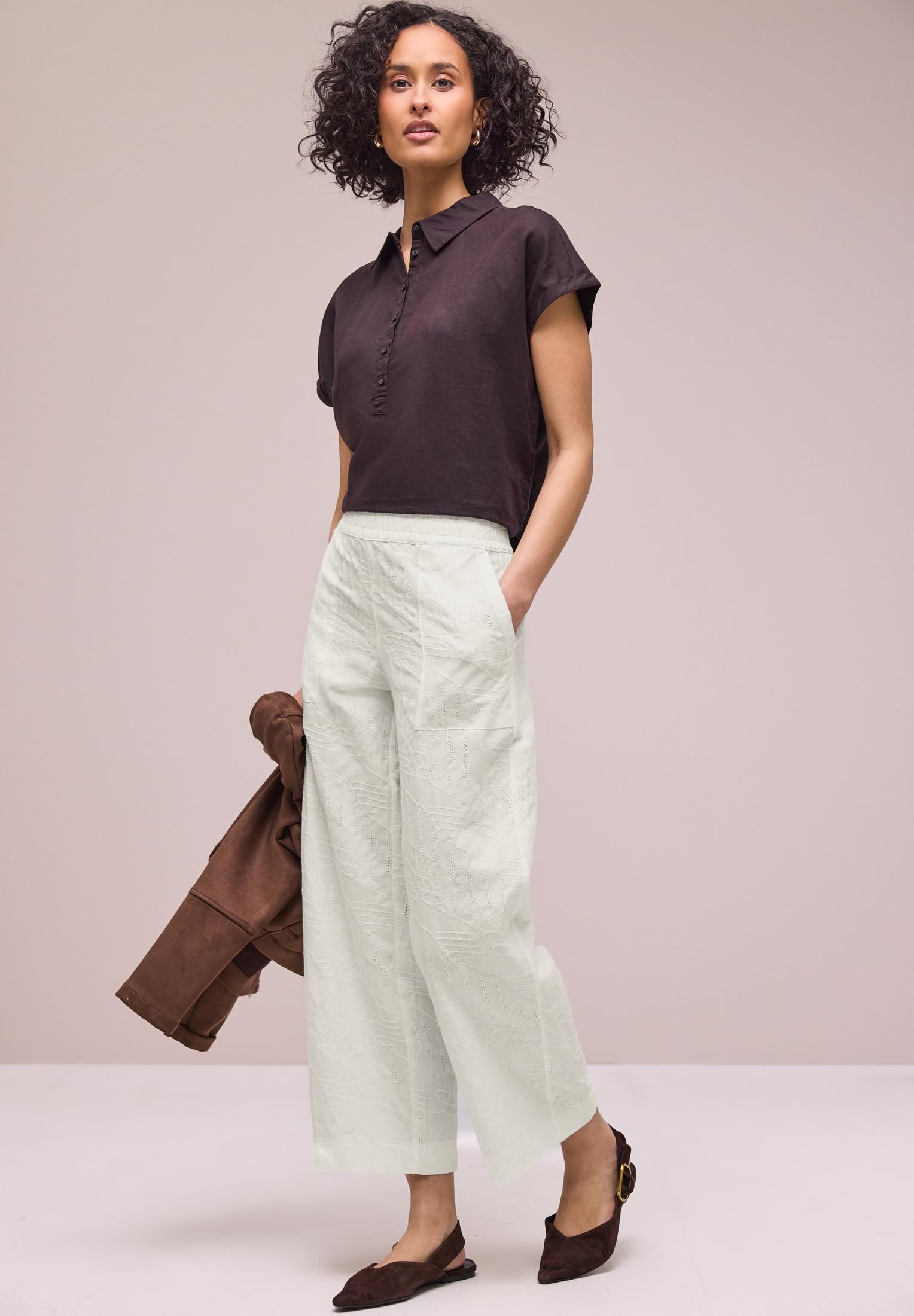 Street One Damen Wide Leg Jacquard Hose 3818204