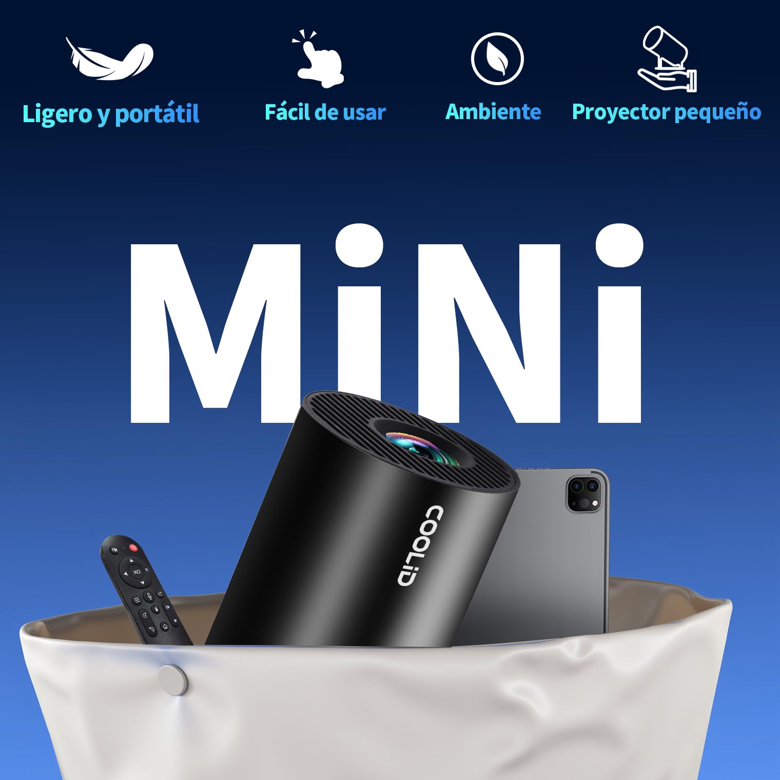 Mini Proiettore [App Integrata & 2026 Upgraded] Proiettore Portatile 4K 1080P con 5G WiFi 6 e BT 5.4 Supporta Rotativo 180° Correzione Trapezoidale Automatica Applicabile TV Stick/USB/HDMI,Nero