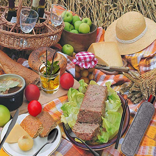 image for Hommaly Black Travel flatware set with Case Stainless Steel silverware