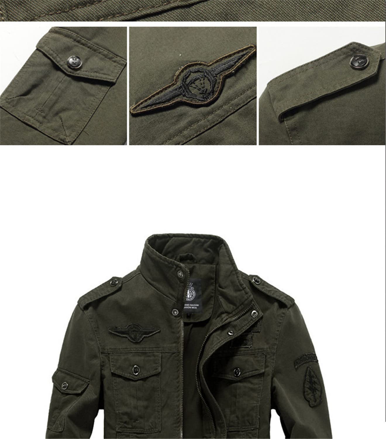 MERCIYD Giacca Militari Uomo Giubbotto Classico in Cotone Giubbotto Bomber Multitasche Giubbotto Casual Antivento Cerniera Giacca