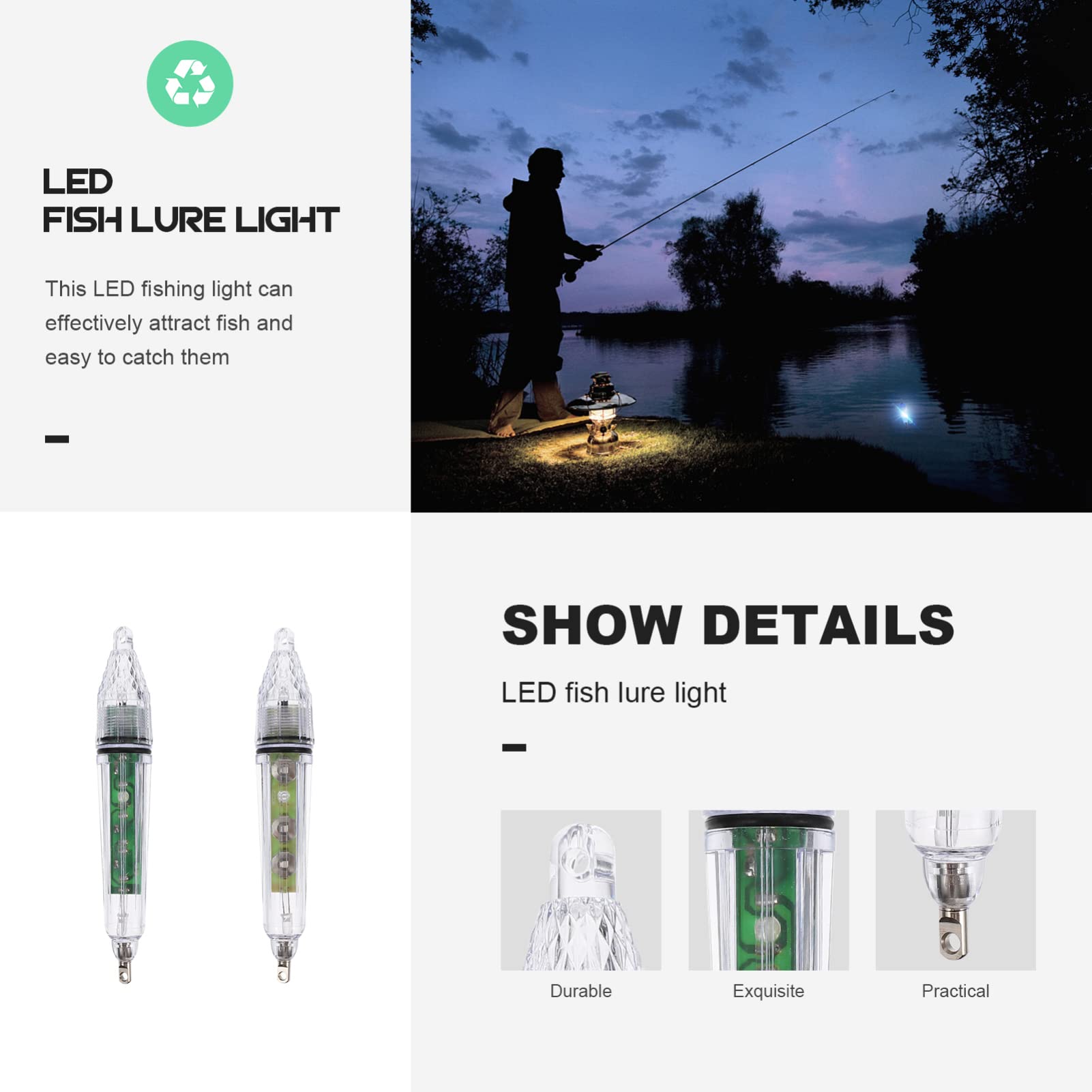 Didiseaon Lampada da Pesca Luci LED Subacquee Barche Serbatoio Acquario Esterno LED Luce Esca da Pesca Luce Oceanica Luce da Pesca Canne Sommergibili Palo Punta Sgombro Luminosa