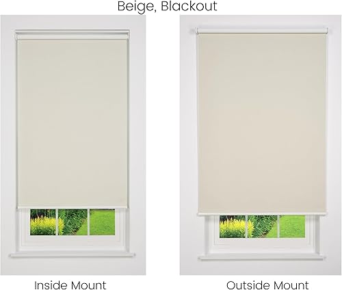 Miniatura 4 de Linen Avenue Persiana enrollable opaca personalizable sin cordón, colección Sierra, beige de 54 a 59 pulgadas de ancho x 48 pulgadas de alto (llega