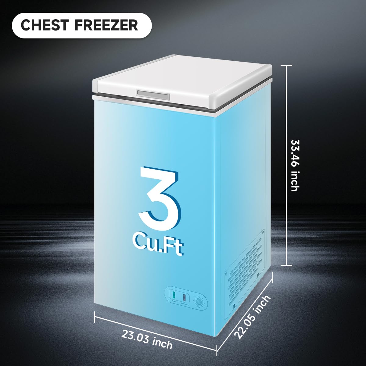 3.0 Cu. Ft Chest Freezer With Free-Standing Top Door Lockable Stay-Open Lid,Adjustable Thermostat For Breastmilk Storage, Energy Saving Chest Compact Deep Freezers Chest For Garage,Dorm,Apartment on Fridge.com - View 2