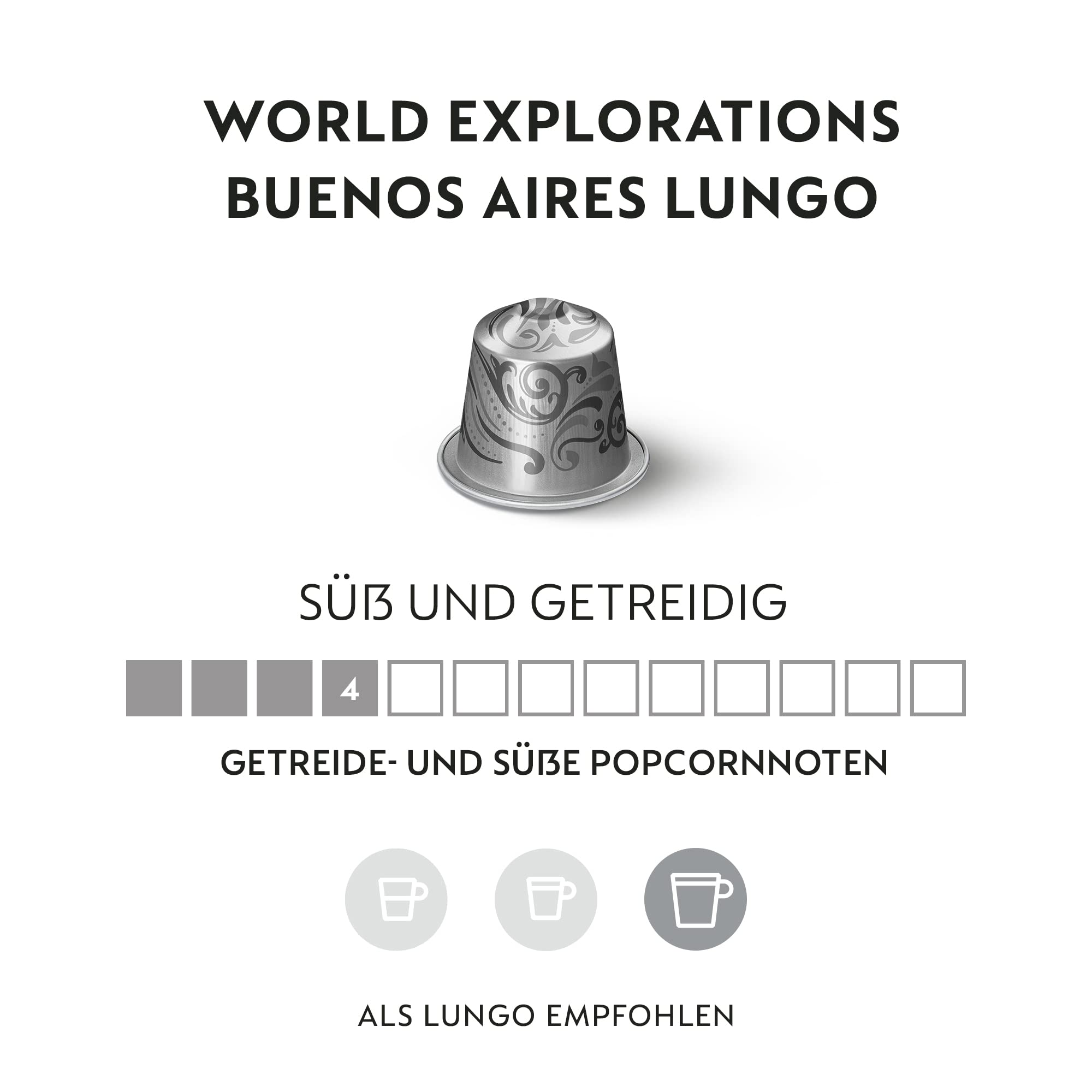 NESPRESSO ORIGINAL Buenos Aires Lungo 100 Kaffeekapseln | Arabica Kaffee, Mittlere Röstung, Intensität 4