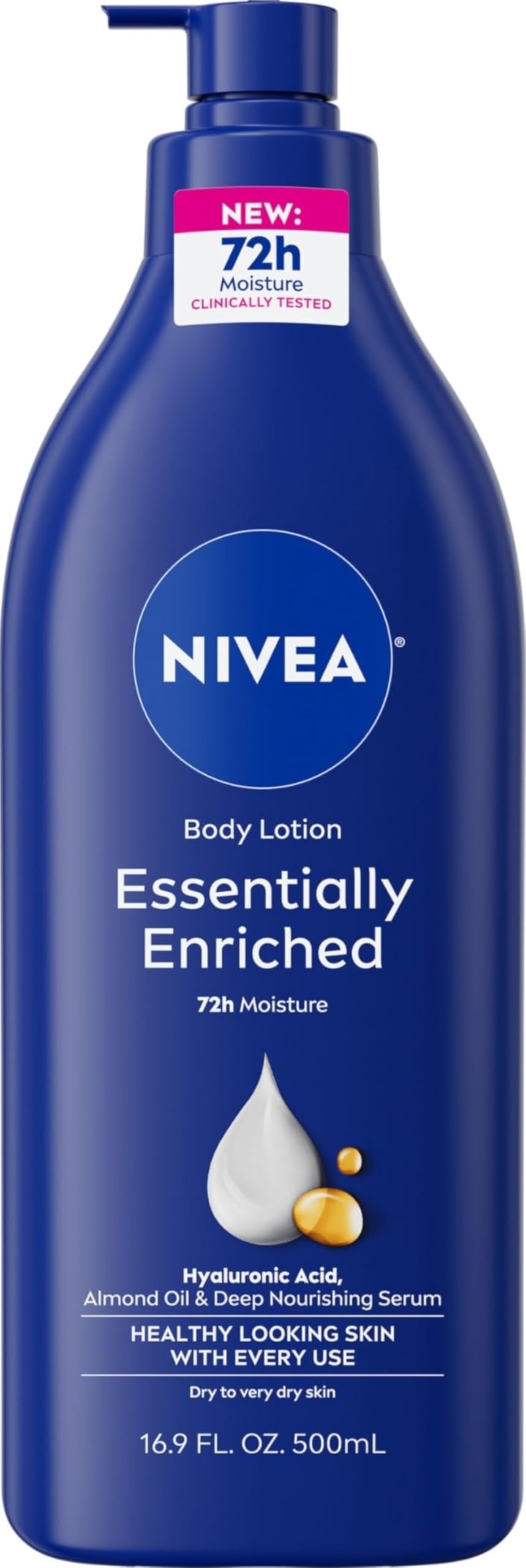 NIVEA Essentially Enriched Body Lotion, Very Dry Skin, Almond Oil, 16.9 Oz