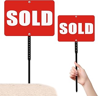 Sold Sign for New Home Owners,Sold Real Estate Sign Riders Sleeves,Sold Estate Sale Signs with Stakes,Thick Aluminum, Weat...