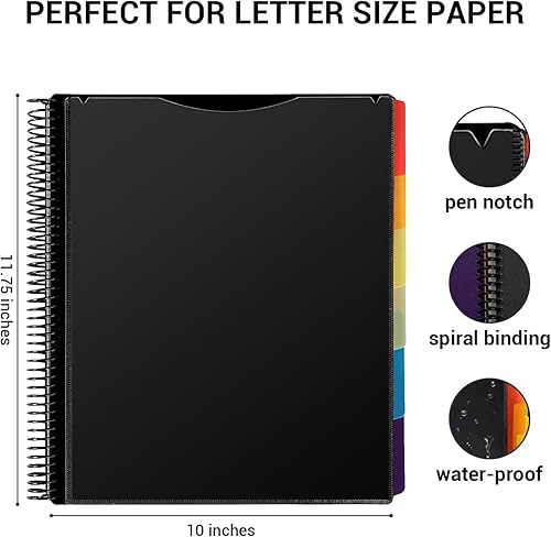 Miniatura 2 de Organizador de proyectos de polietileno de 12 bolsillos, carpeta de proyectos en espiral, carpeta de múltiples bolsillos, tamaño carta, bolsa de