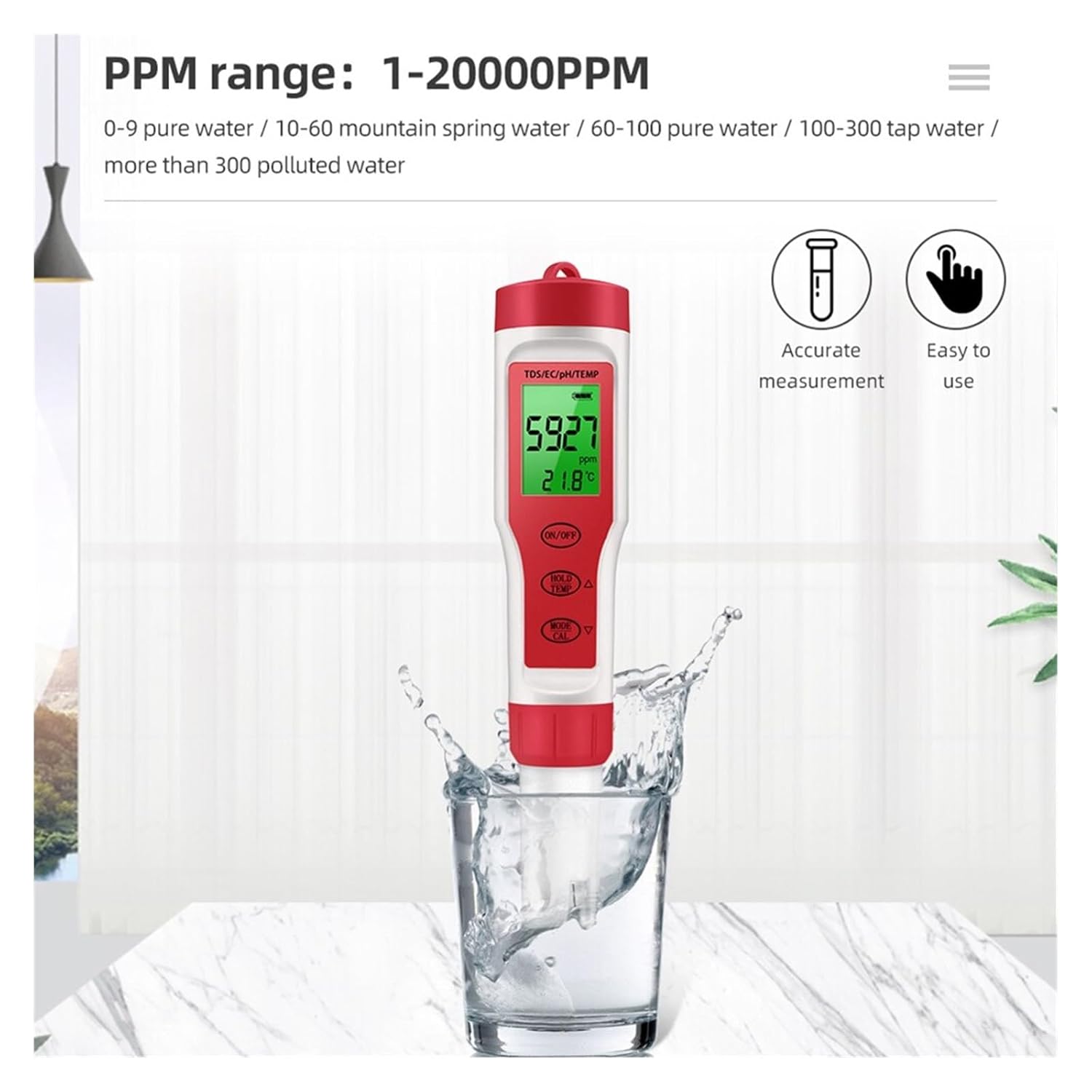 PPM水質テスター測定範囲0-9999ppm飲料水スイミングプール水族館用デジタルTDSメーター デジタル水質テスター プールテスター 測定、Tds、温度 Tds メーター 水族館 スパ 飲料水用