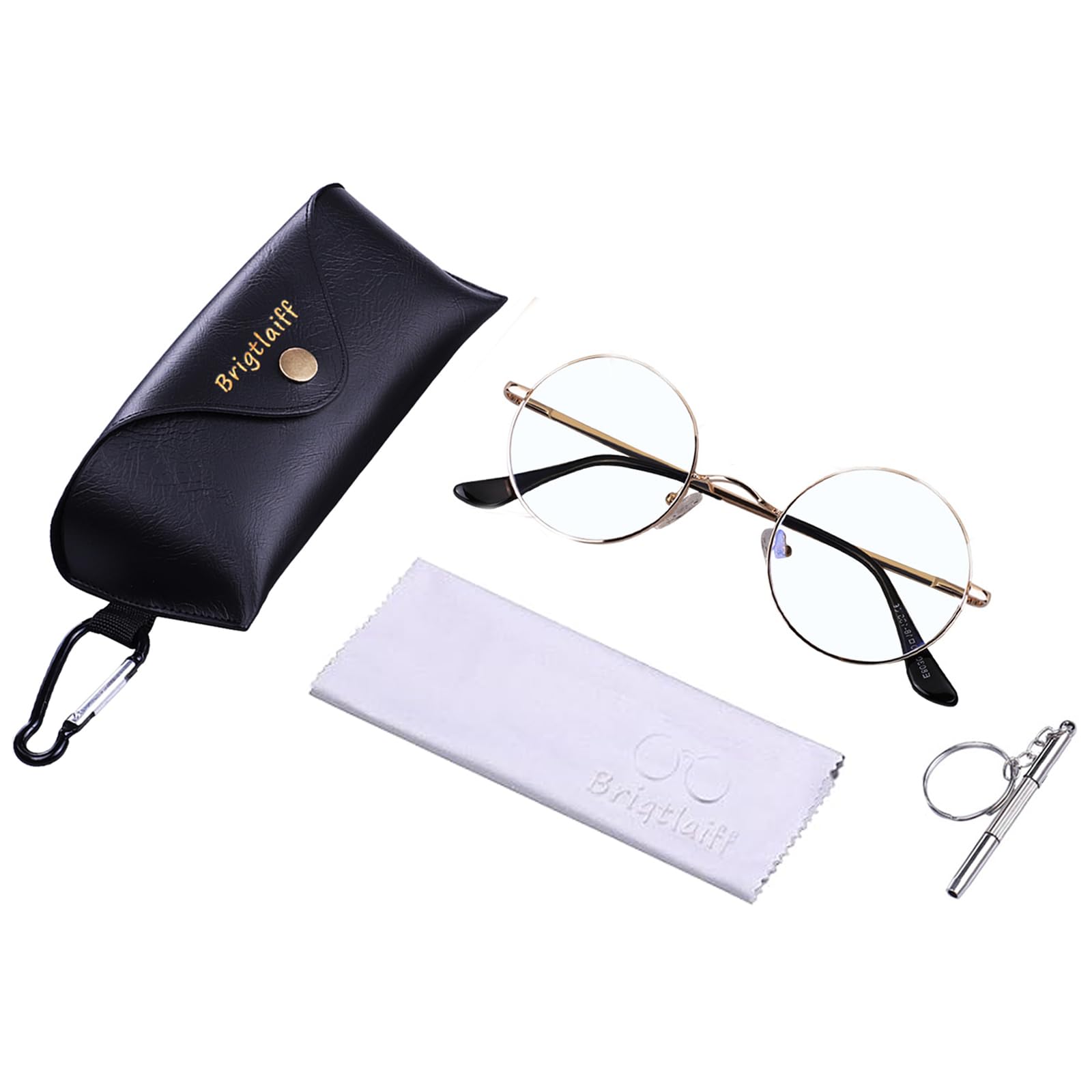Brigtlaiff - Gafas redondas de bloqueo de luz azul para hombres y mujeres, para juegos de computadora, TV, antifatiga ocular con marco de metal