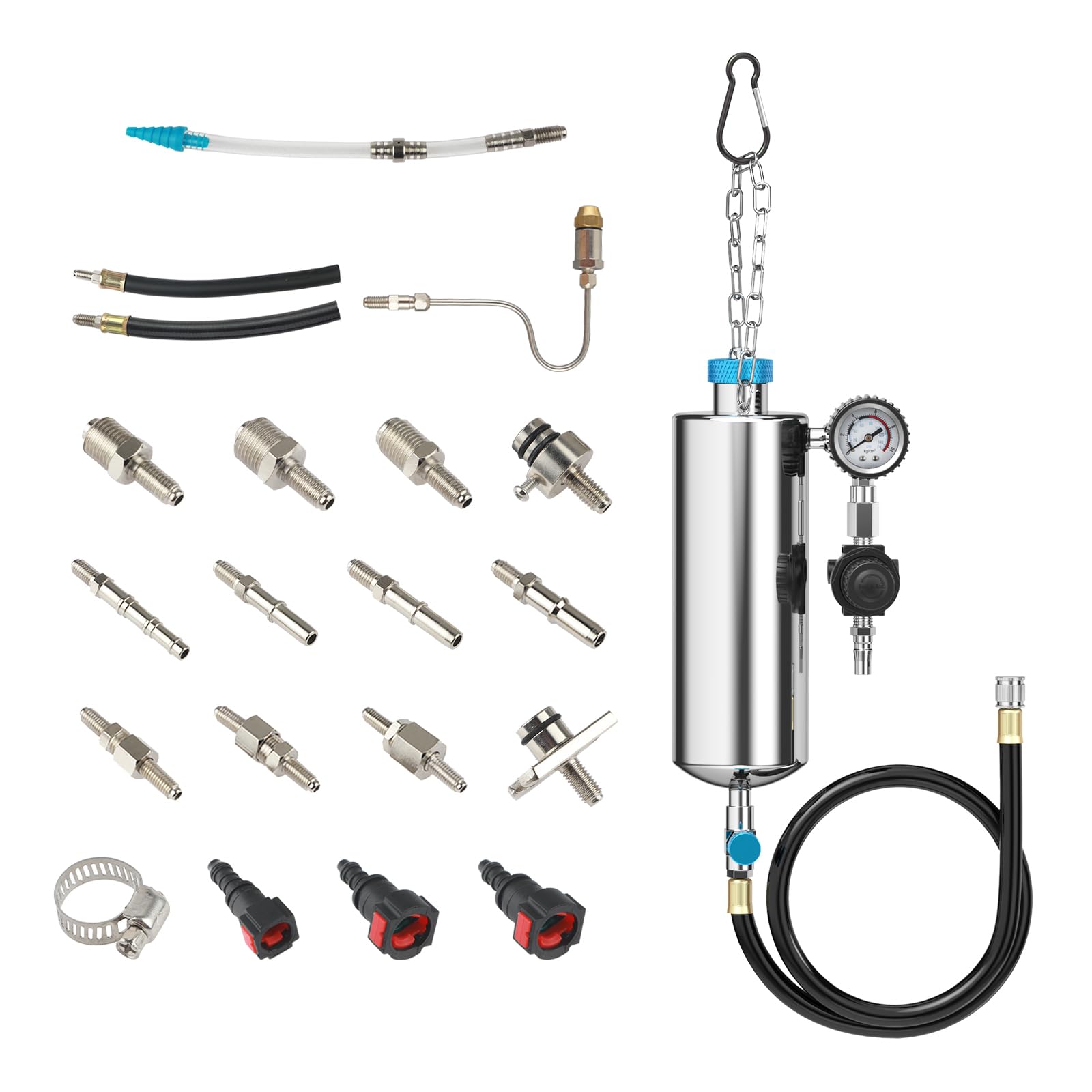 C80 Fuel Injector Cleaner Tool Kit, Fuel Injection Systems Cleaners, 1000ML 150PSI Fuel Injector Cleaner Tool Kit Disassembly-Free Fuel Cleaning Tools with 20PC Adapter for Gasoline