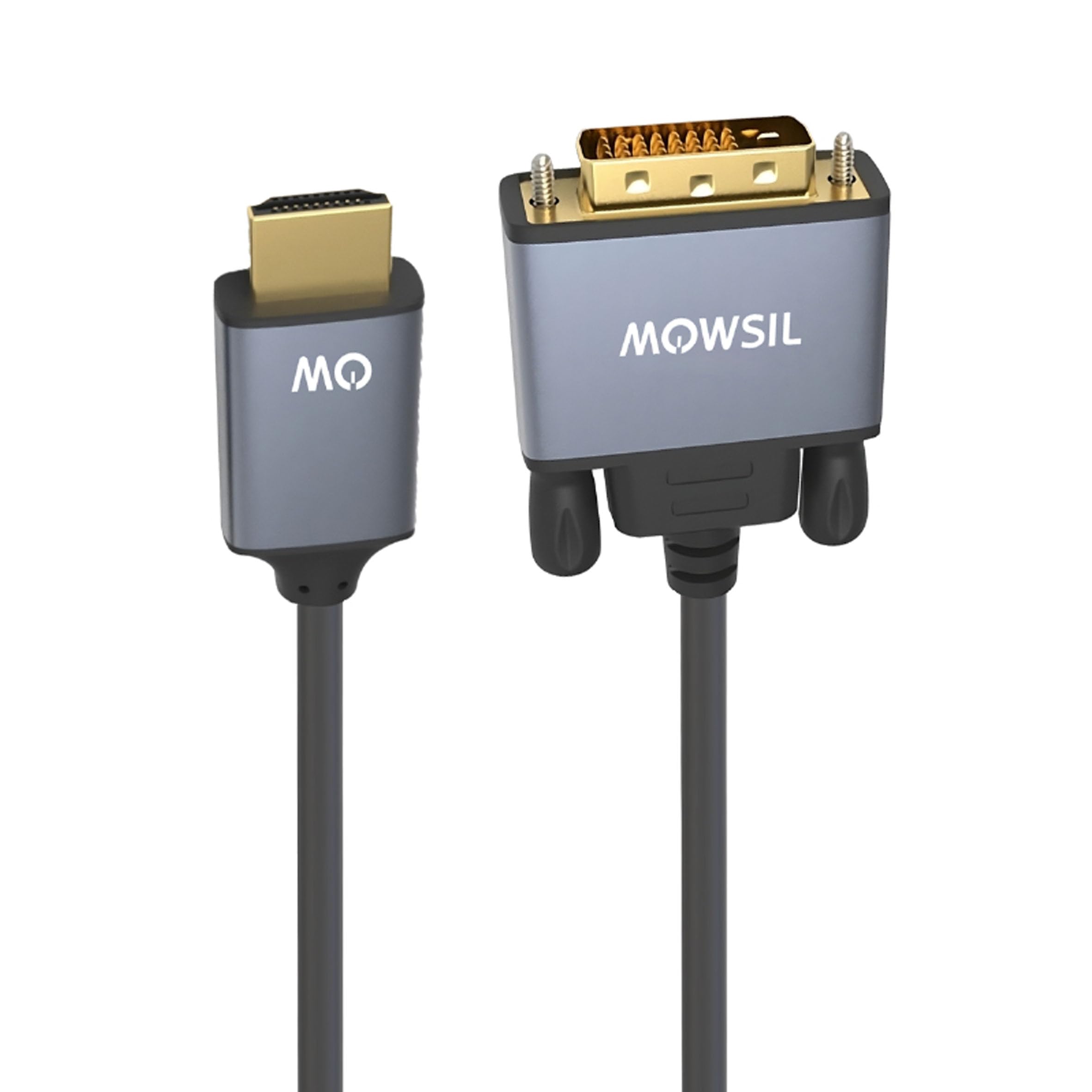 Mowsil HDMI to DVI Cable 2Mtr, HDMI Male to DVI(24+1) Male Cable, Gold Plated HDTV to DVI Cable, Supported Resolution 1080P@60Hz