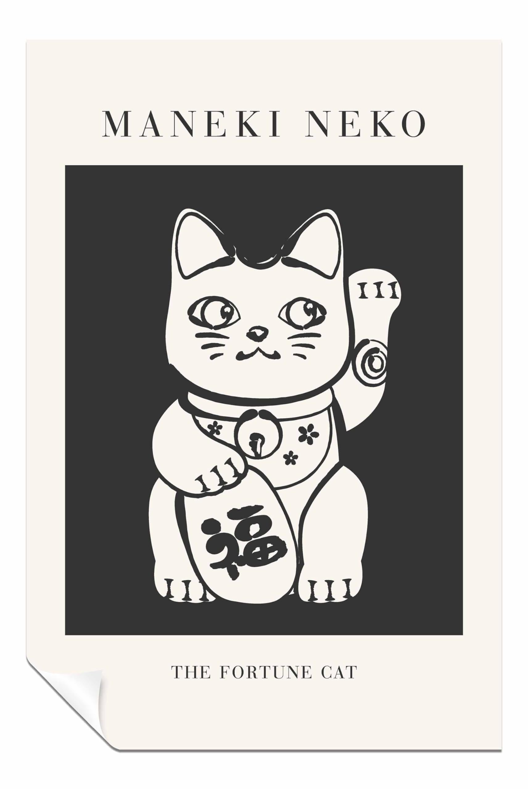 Panther Print Manekineko Unframed Poster, Pictures for Home Walls, Bedroom, Living Room & Bathroom Decor 91x61cm (36x24in)