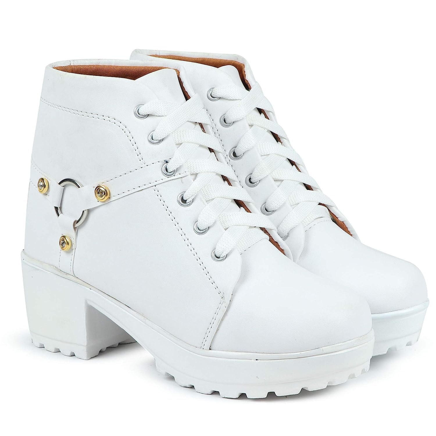 ArranQue Woomen s Boots Shoes High Neck Fashion Casual Boot High Ankle Heel for Girls Boot (Size UK6, White) (B0CCDNQX97) Amazon Price History, Amazon Price Tracker