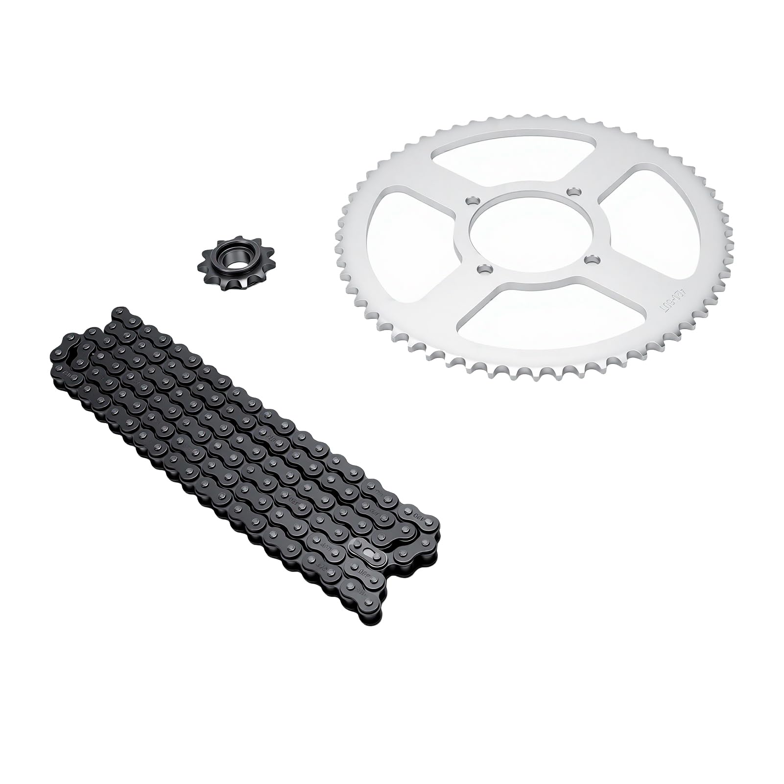 Akozon Juego de Transmisión 420 con Cadena 146E, Piñón 11T Delantero y 60T Trasero. Hecho de Material Resistente y Duradero para Transmisión de ATV, Moto Quad.