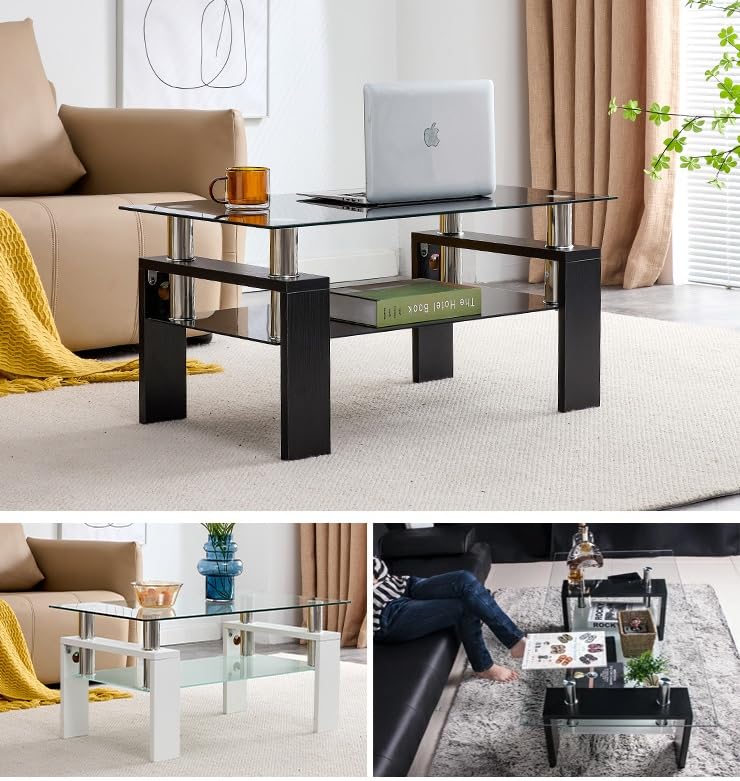 Amazon.co.jp: OSJ ガラス ローテーブル センターテーブル コーヒー