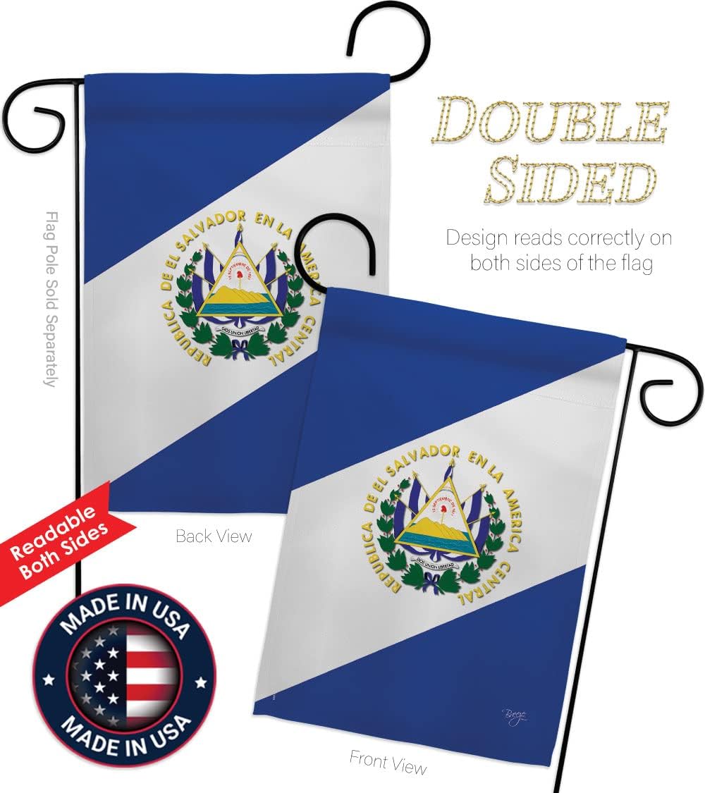 Breeze Decor G158151 El Salvador Flags of the World Nationality Impressions Decorative Vertical Garden Flag 13" x 18.5" Printed In USA Multi-Color