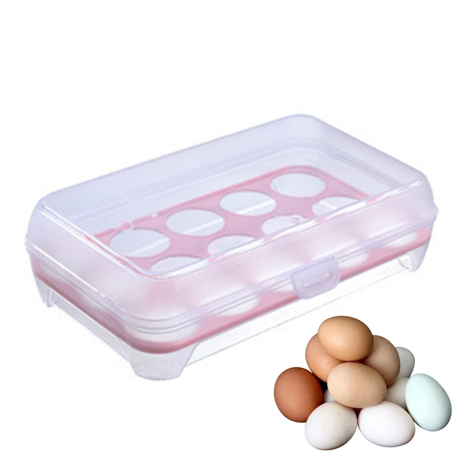 Ditanpu Pink Egg Storage Containers | 15 Grids Egg Storage Container | Stackable Egg Storage Box With Lid, Egg Carriage Dispenser For Picnic, Camping, Travel