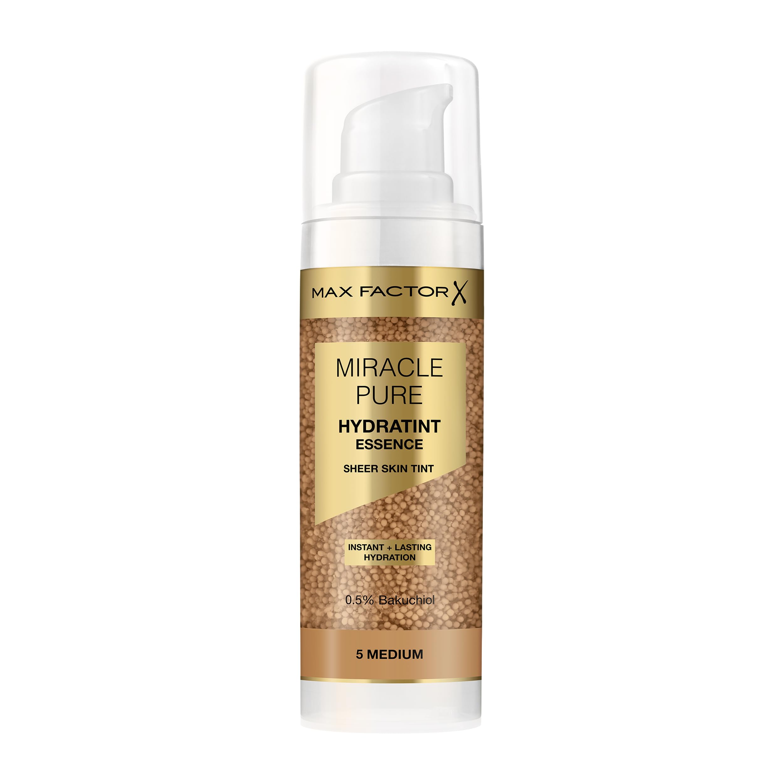 Max Factor Miracle Pure Hydratint Essence, feuchtigkeitsspendendes Make-up mit leichter Deckkraft, 71% wasserbasiert, mit Mikro-Kapsel Pigmenten, 30 ml, Fb. 5 Medium