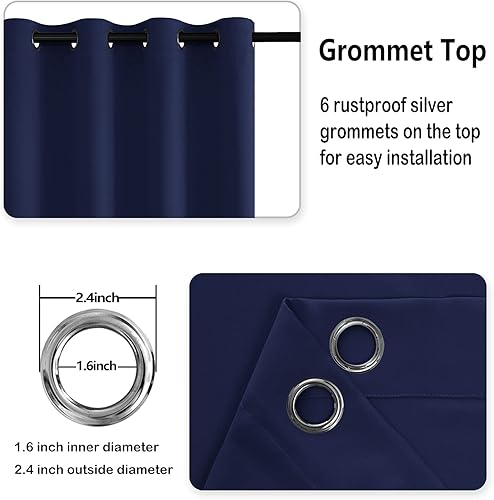 Miniatura 4 de DWCN - Cortinas opacas para dormitorio con alzapaños, de ventana, con aislamiento térmico, de eficiencia energética, con ojales, para sala de estar,