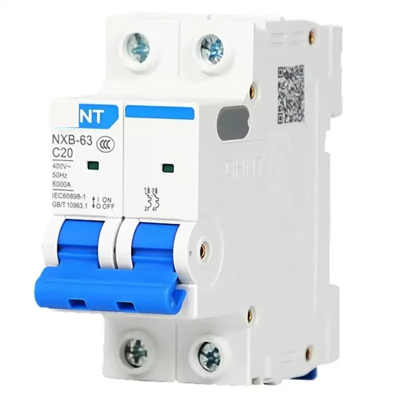 Disjoncteur MCB NXB-63 courbe C AC 230/400 V montage sur rail DIN domestique 1P 2P 3P 4P 1A-63A(3,20A)