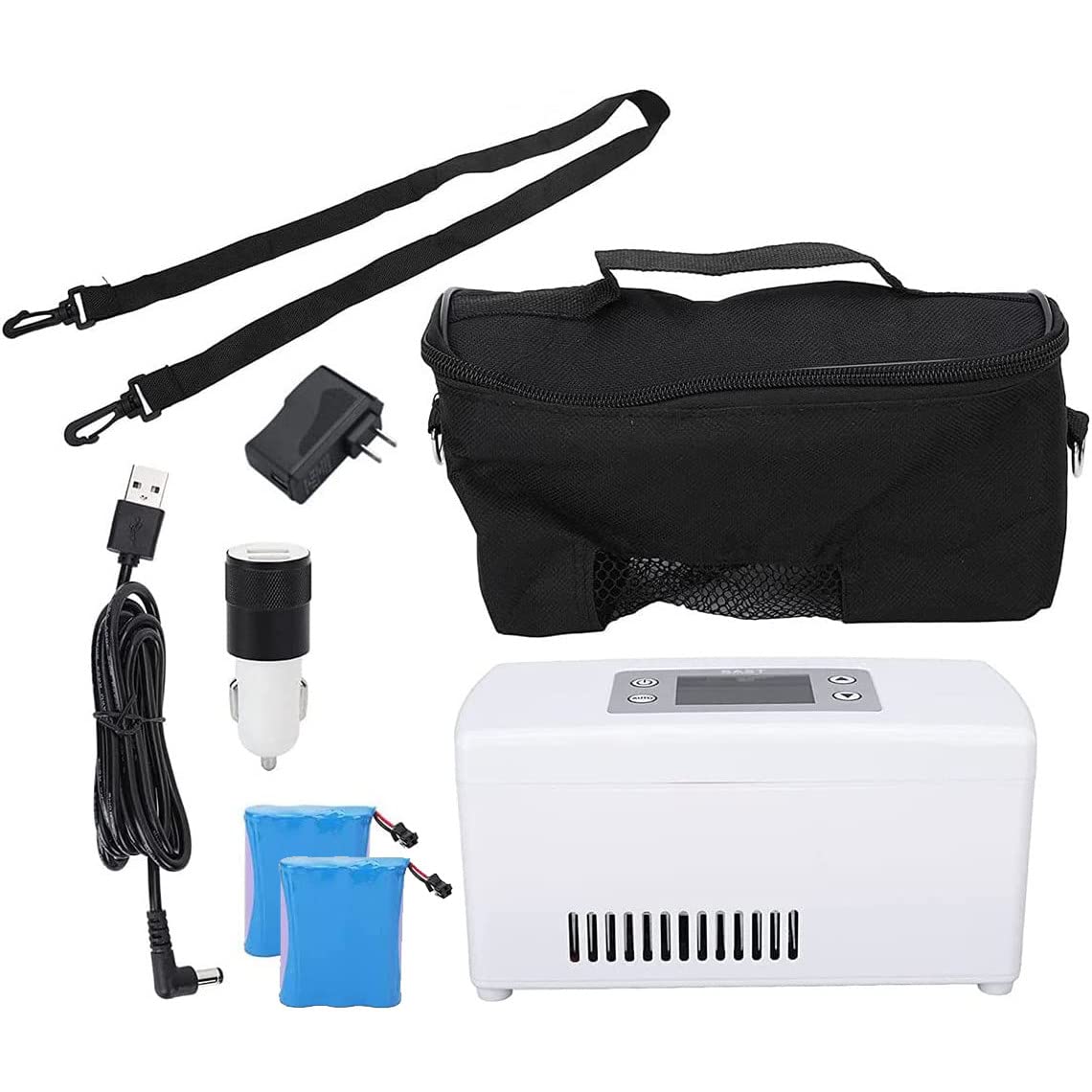 TAHALI Caja enfriadora de insulina portátil para medicamentos Mini Nevera eléctrica Inteligente Mini Nevera Bolsa termostato USB Adecuado para Viajes/interferón,2Battery