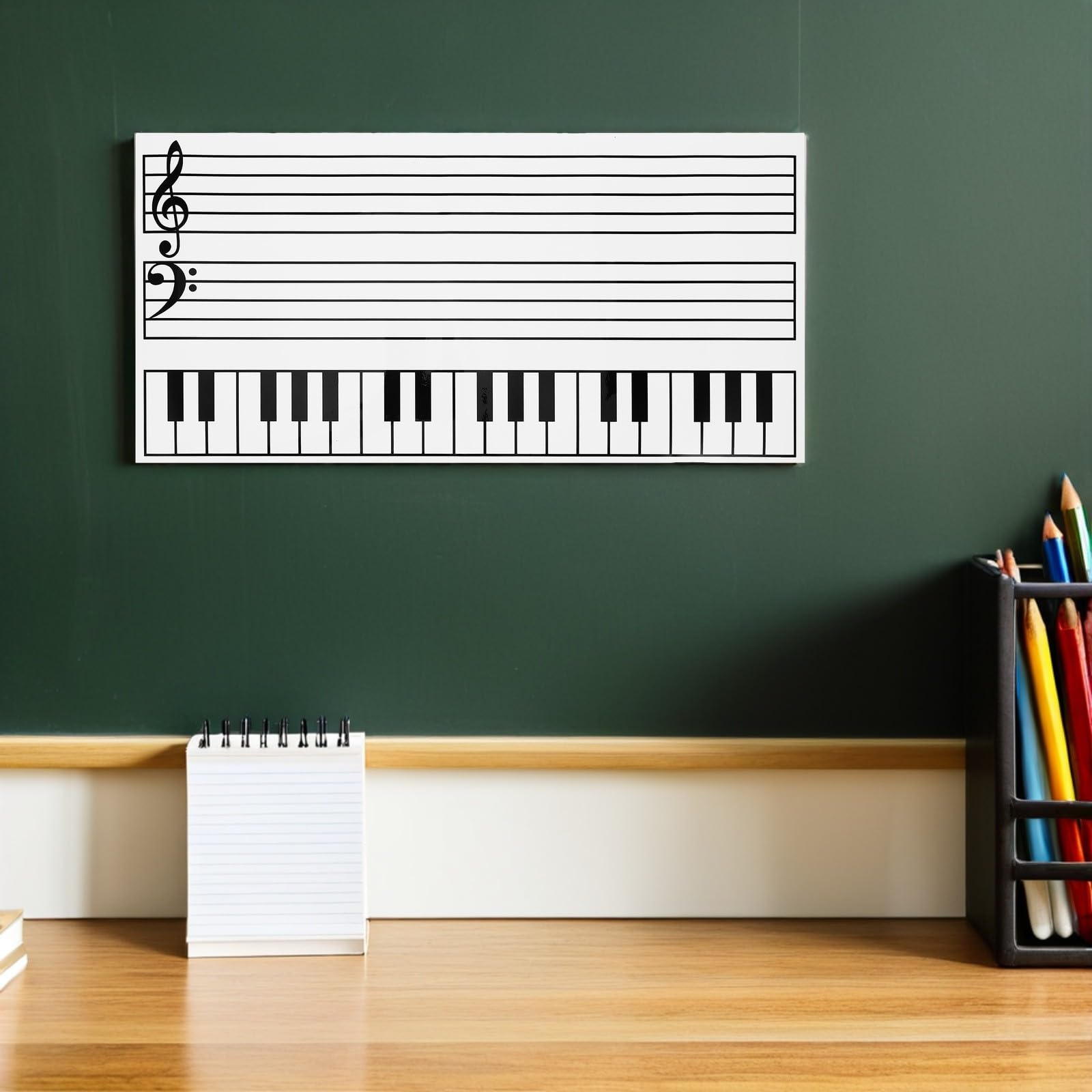 SHINEOFI 2 Pezzi Lavagna Magnetica Cancellabile a Pennarello per Lezioni di Musica Portatile Pentagramma Flessibile in Gomma e Appunti Musicali in Cucina