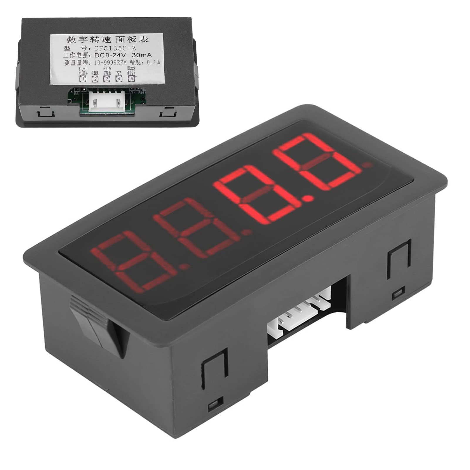 Tacómetro Digital LED Rojo/Azul + Sensor Hall NPN Medidor de Velocidad RPM