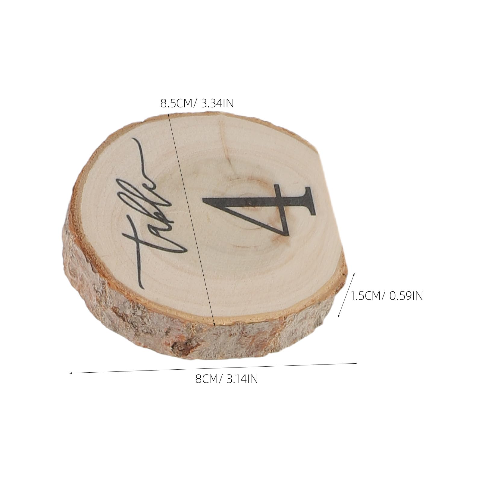 Numeri Tavolo Rustici Semicircolari in Legno 10 Pezzi Beige | Bark Naturale, Posizionamento Stabile, Uso per Compleanni e Anniversari, Finitura Artigianale