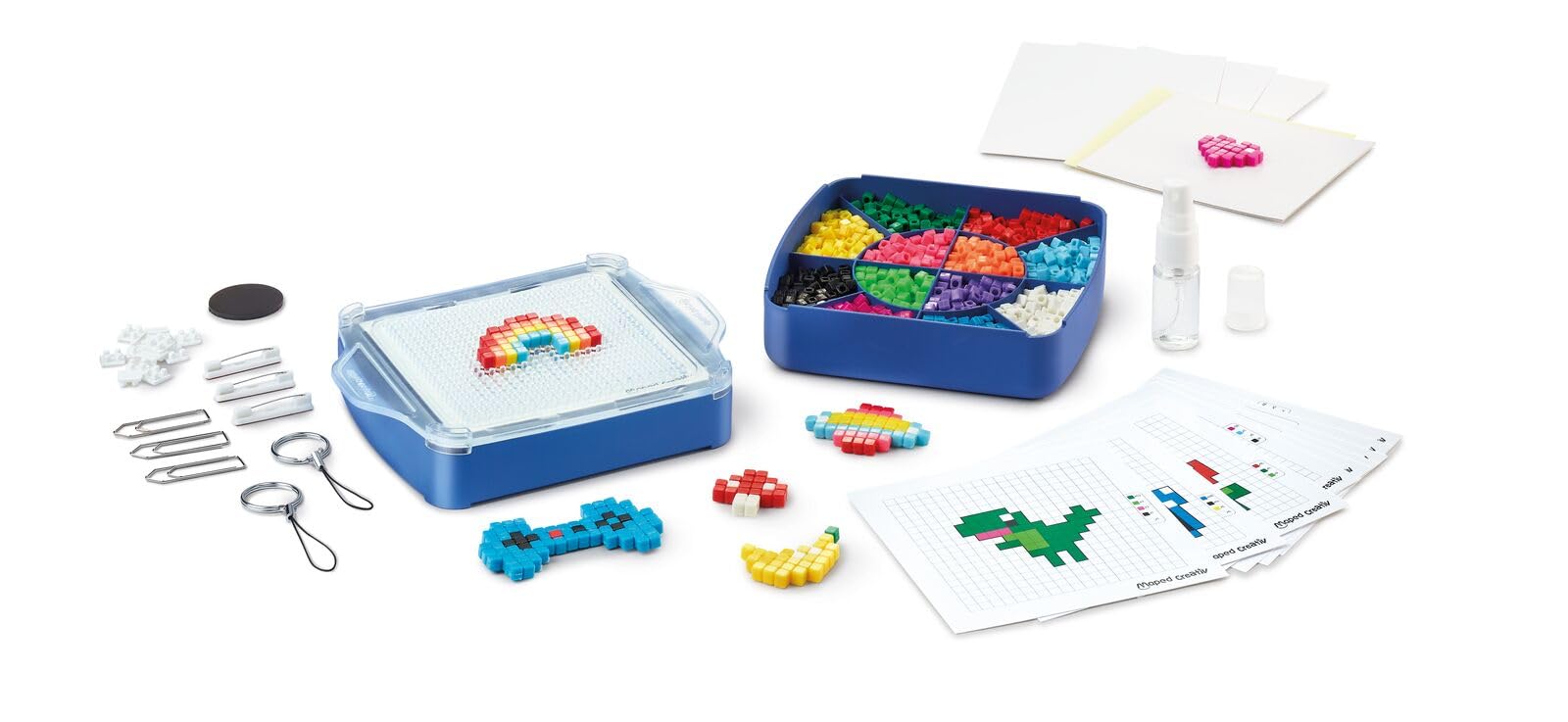 Maped Creativ - Pixel Factory - Kit Complet pour Création d'Objets en Perles à Eau Style Pixel Art - Modèles, Perles à Eau Carrées, Grille de Création & Accessoires - Activité Manuelle Dès 6 Ans