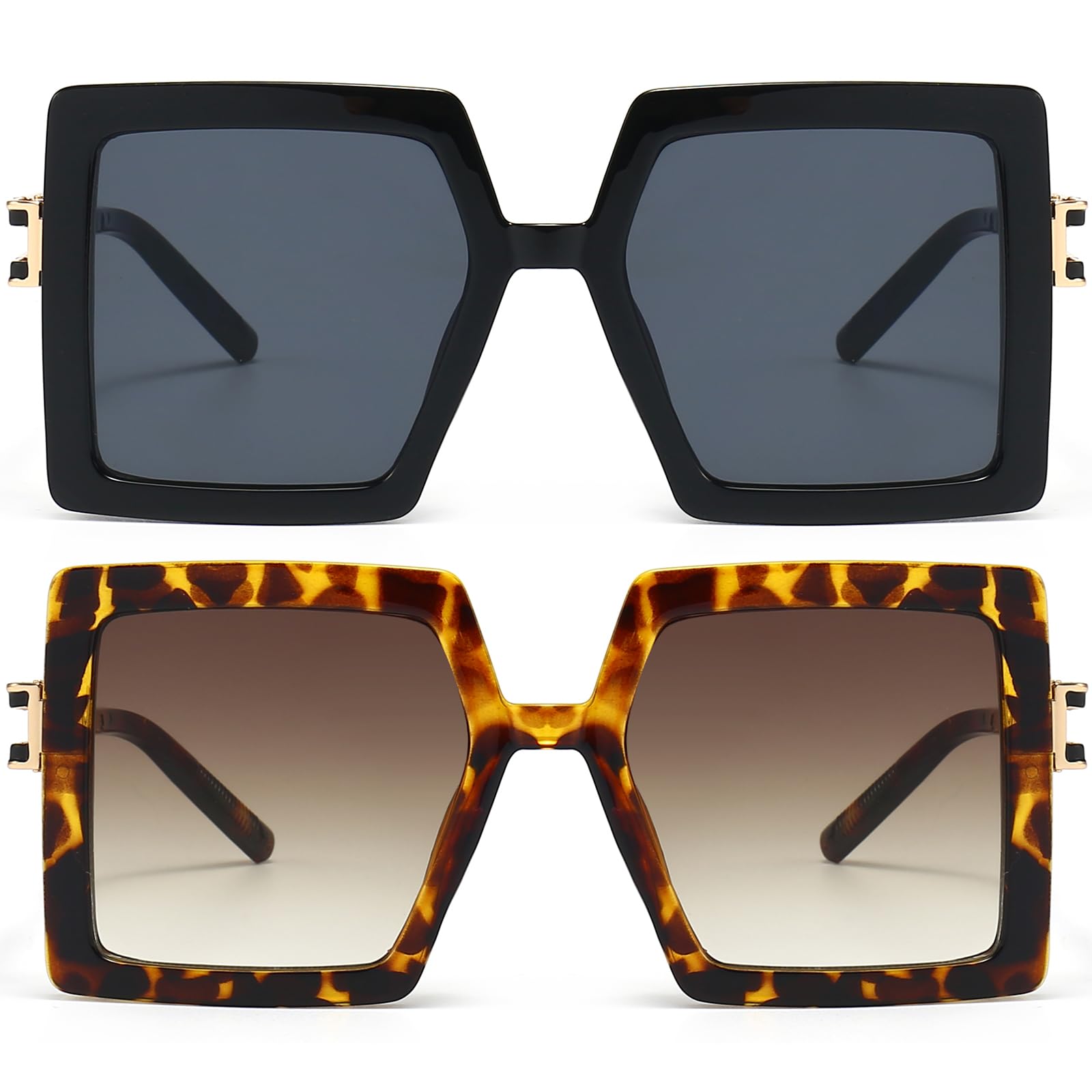 AIEYEZO Oversized Sunglasses for Women Square Fashion Big Large Frame Sun Glasses UV400 Protection