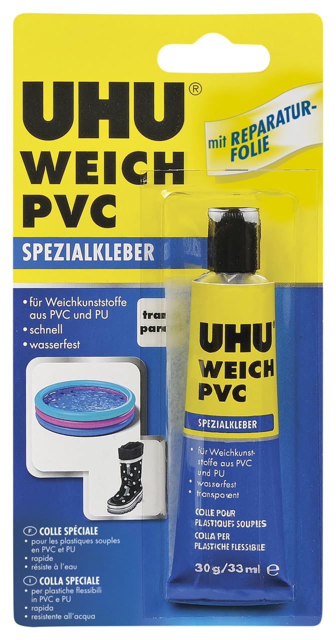 UHU 46655 - Colla speciale, in plastica morbida, tubo da 30 g, trasparente