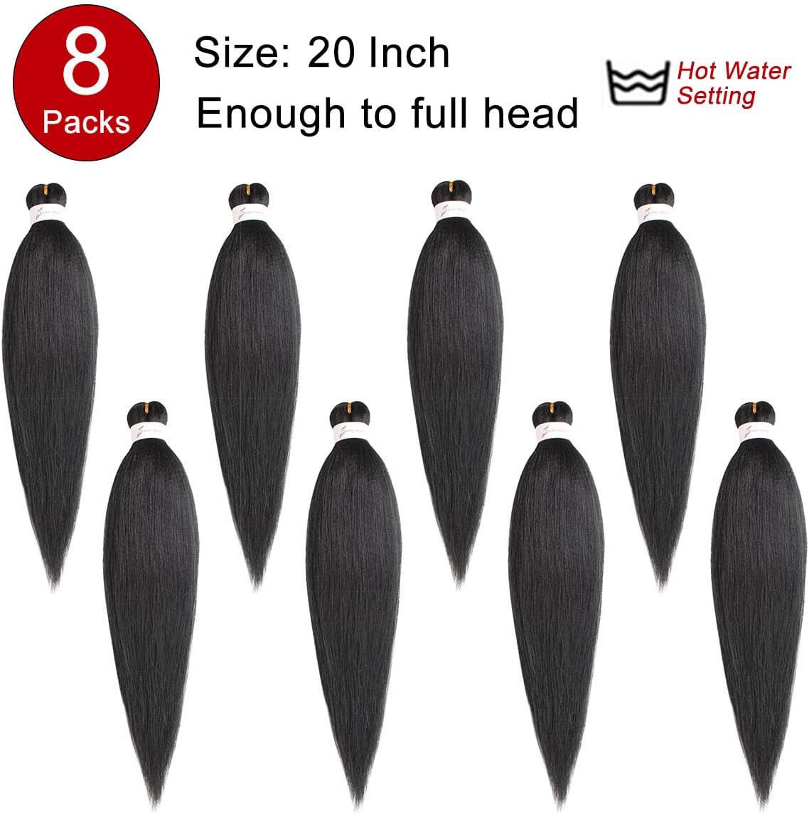 Xtrend 8Packs Easy Braids Pre-stretched Braiding Hair 20 Inch EZ Braiding Hair Professional Hot Water Setting Synthetic Fiber for Crochet Braiding Hair Yaki Texture Braiding Hair Extensions for Women - Image 5