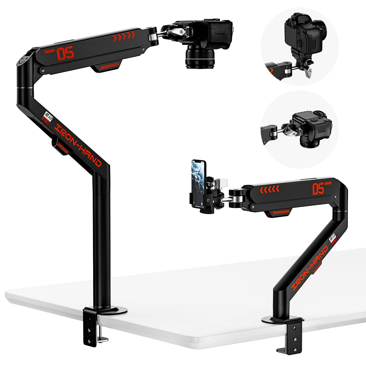 Photo 1 of ****MISSING PIECE***JINRAIKO Overhead Camera Mount with 360° Adjustable Arm & Phone Holder for TikTok Live Streaming Photography Studio Content Creation, Desk Mount for for DSLR Camera/Webcam/Microphone, Black