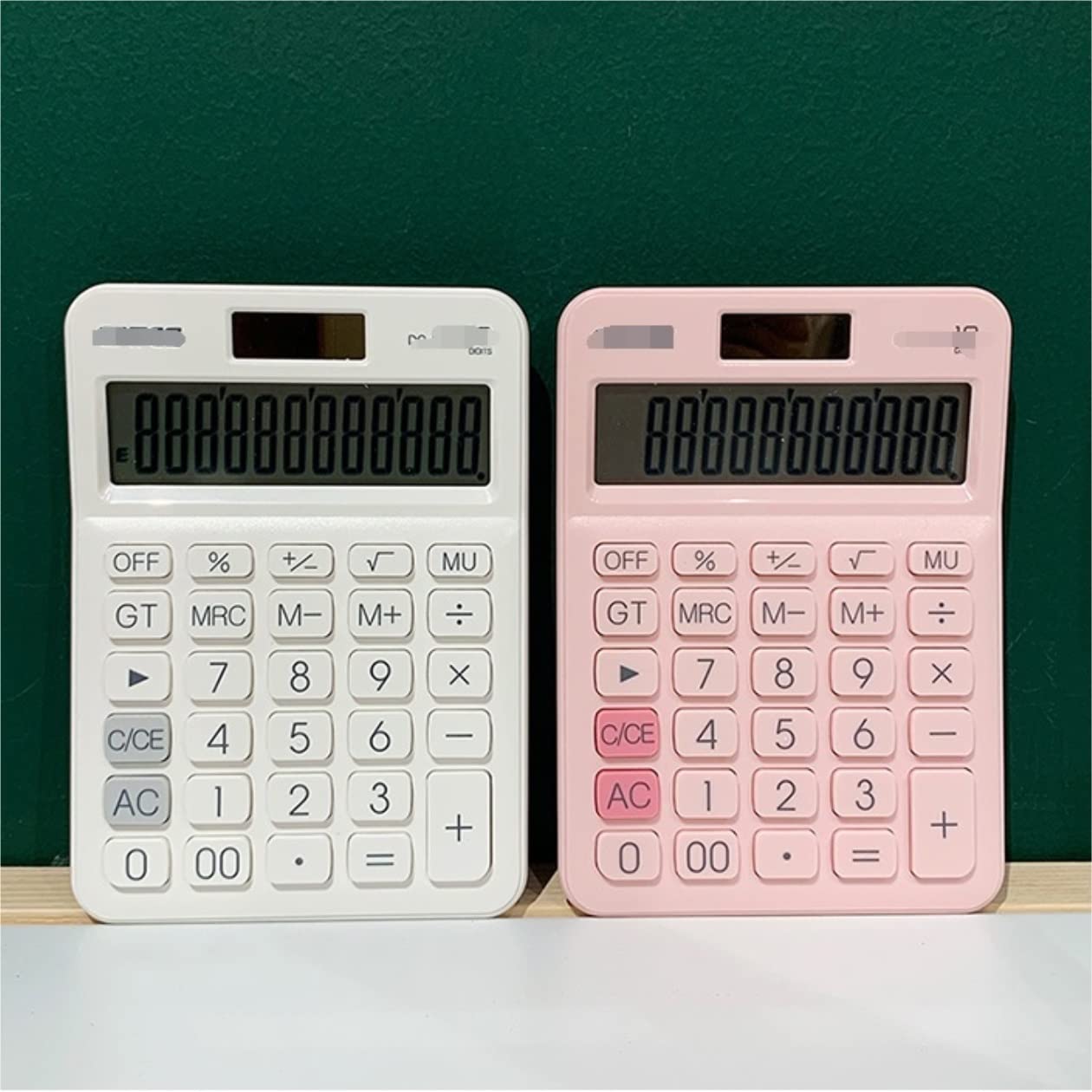 Calculatrice Calculatrice De Base Mignonne Affichage À 12 Chiffres Batterie Solaire Portable Double Alimentation Bureau Office(White)